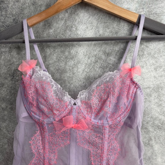 Victoria's Secret Lavender Pink Lace Corset Bustier Bra‎ Top 34A - Picture 4 of 9